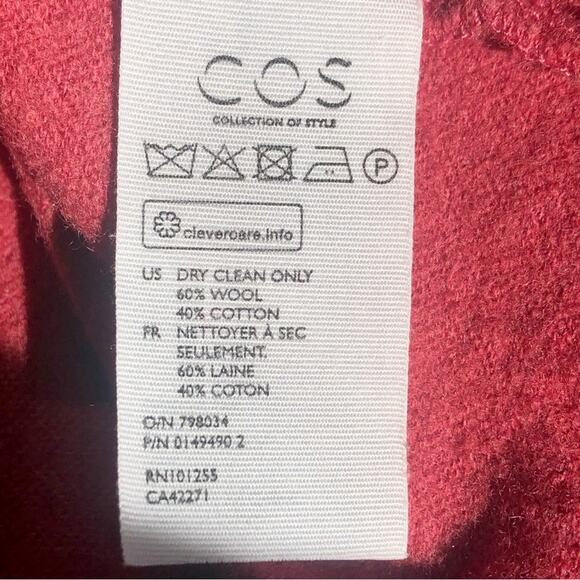 COS mock neck wool cotton blend sweater mauve/rose sz xs - Picture 3 of 5